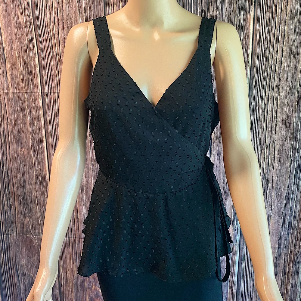 LOFT size small black summer wrap chiffon material blouse contemporary
